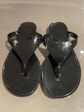 Tory Burch Black Leather Miller Thong Sandals Women's Size 7.5